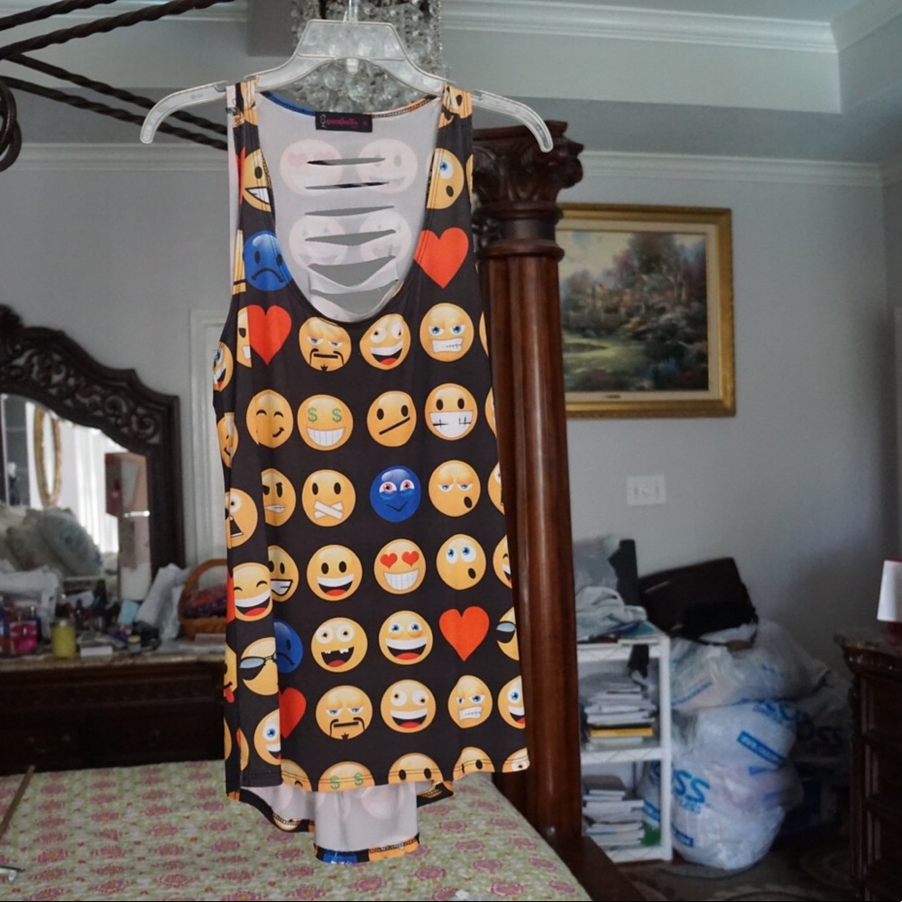 Emoji Distressed Kids Tank Top